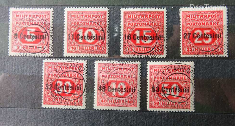 1918 teljes portó bélyegsor - K.U.K. Feldpost Osztrák-Magyar Katonai Posta Olaszországban