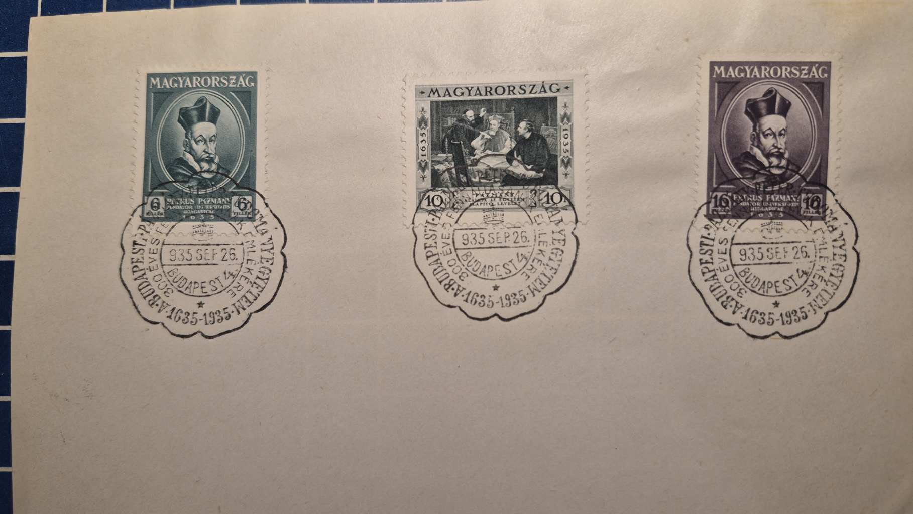 1935 PÁZMÁNY ELSŐNAPI BÉLYEGES EMLÉKLAP 1