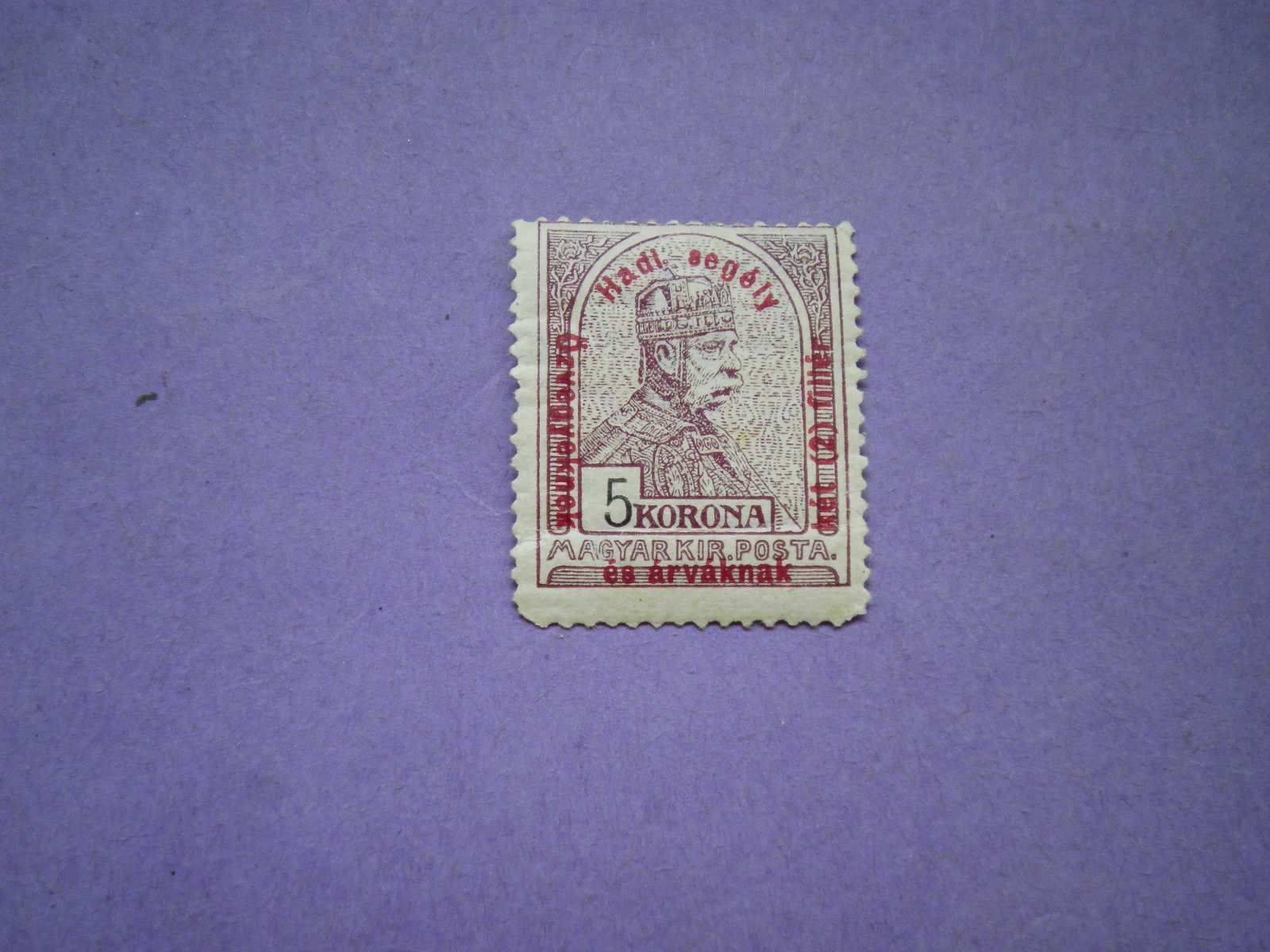 Magyar 1915 turul hadisegély 5 koronás postatiszta* bélyeg.  75