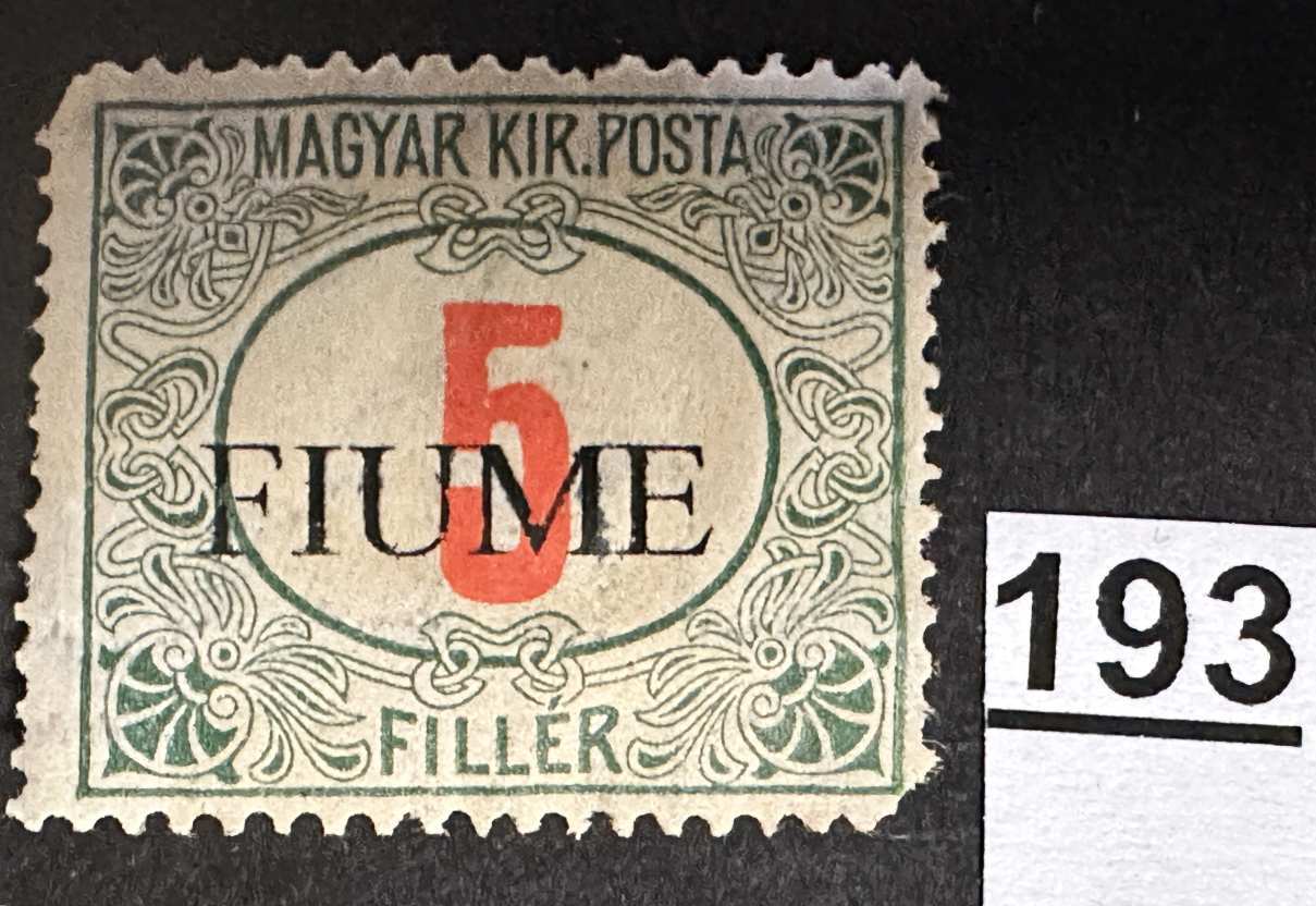 MAGYARORSZÁG 1918 FIUME OLASZ MEGSZÁLLÁS ZÖLDPORTÓ 5 FILLÉR BÉLYEG*