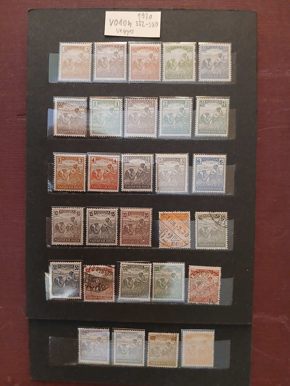 V0104 Magyar bélyeg 1920 352-380 Arató postatiszta és pecsételt ( 5 DB )