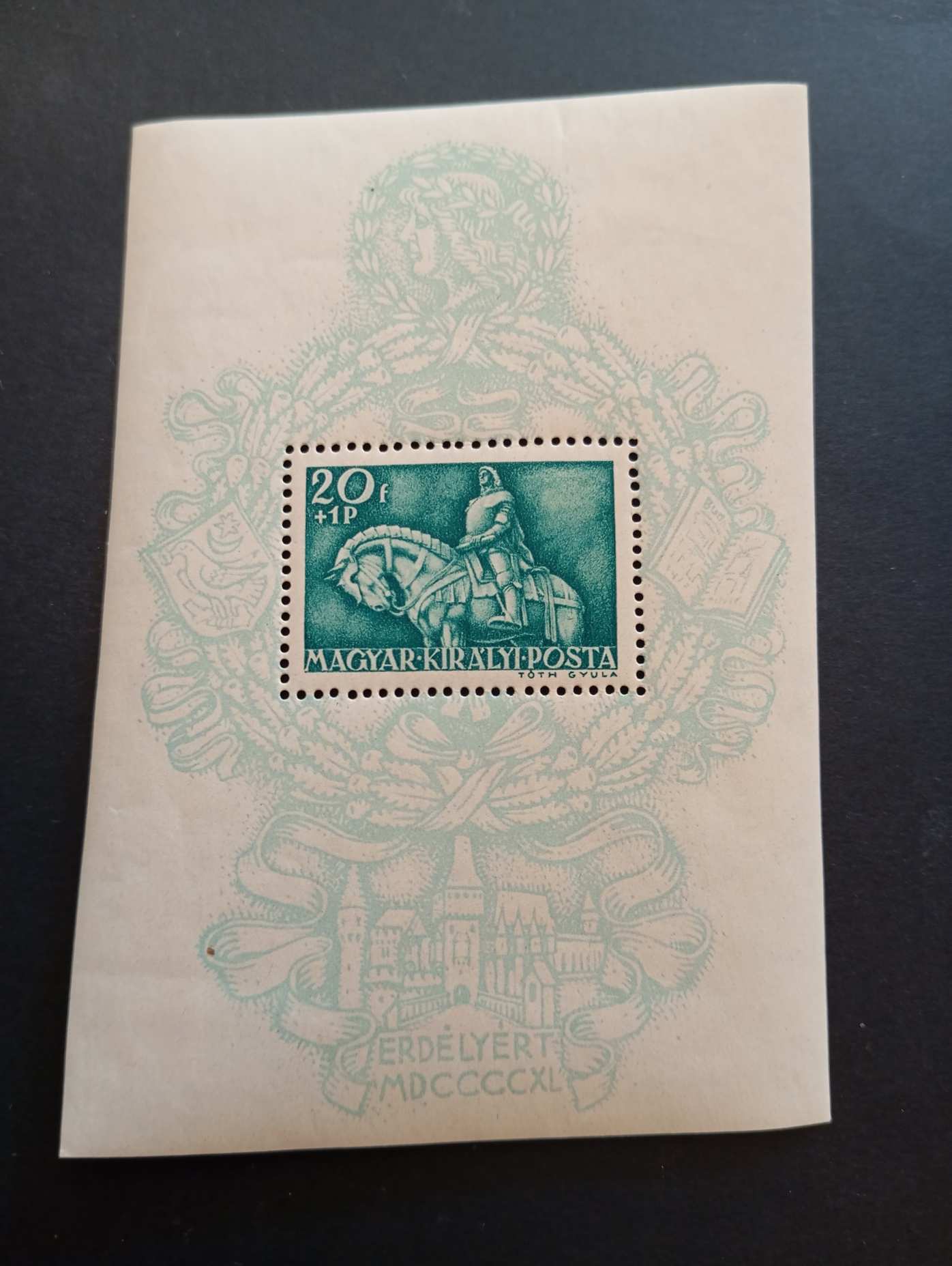 Magyarország 1940 Mátyás király blokk * falcos kat. ár 600 Ft