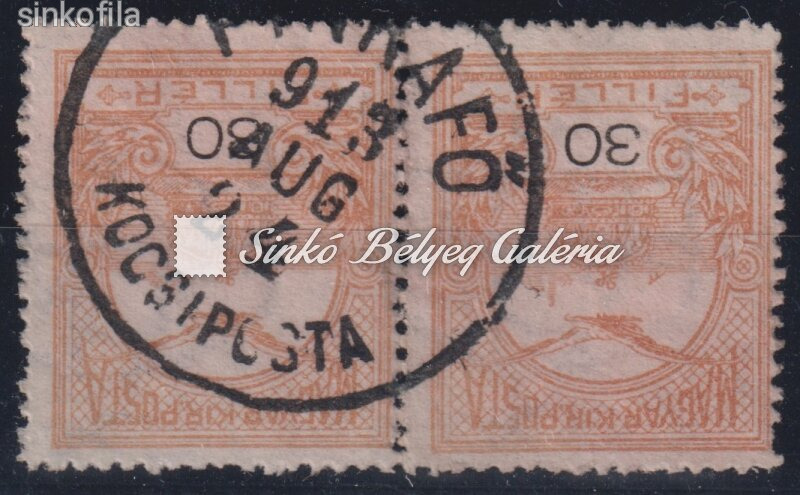 1909. Turul 30f bélyegpár, PINKAFŐ/KOCSIPOSTA