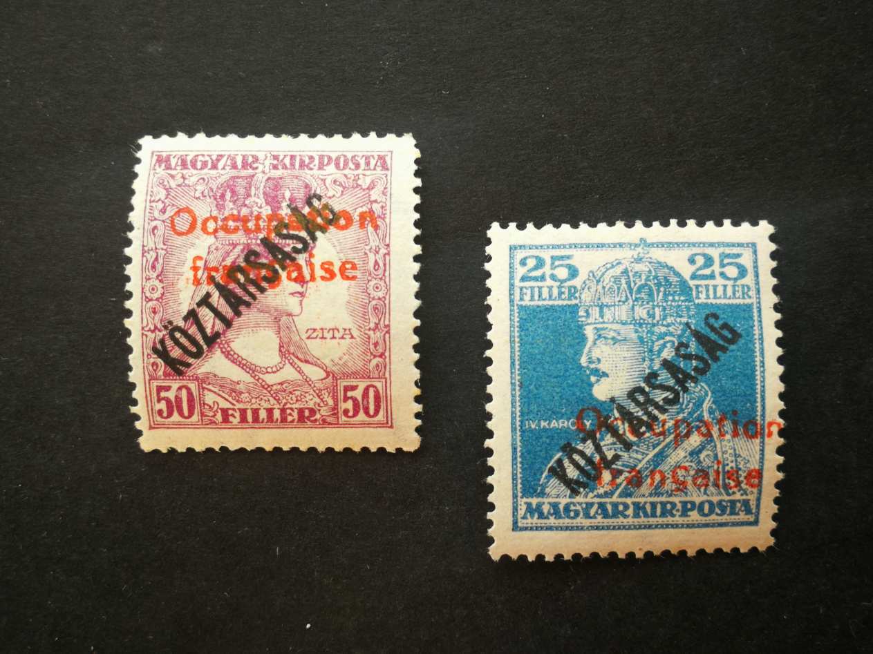 Magyarország 1919 Arad - francia megszállás Zita/Köztársaság 50 F, Károly/Köztársaság 25 F