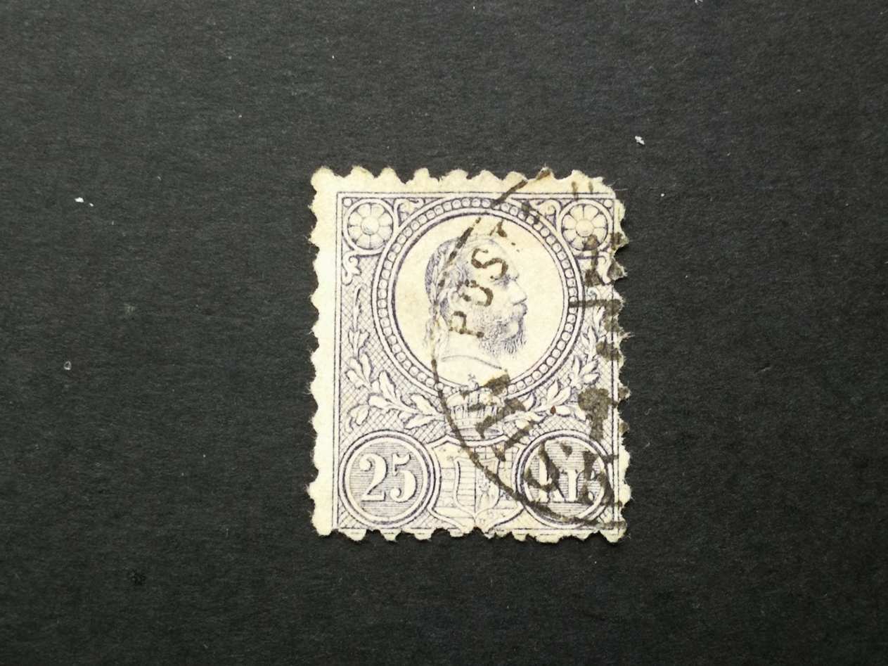 Magyarország 1871 Réznyomat 25 kr. sarokhiány,ablakos, Misk(olcz) Posta-u(talvány) Gudlin350 A