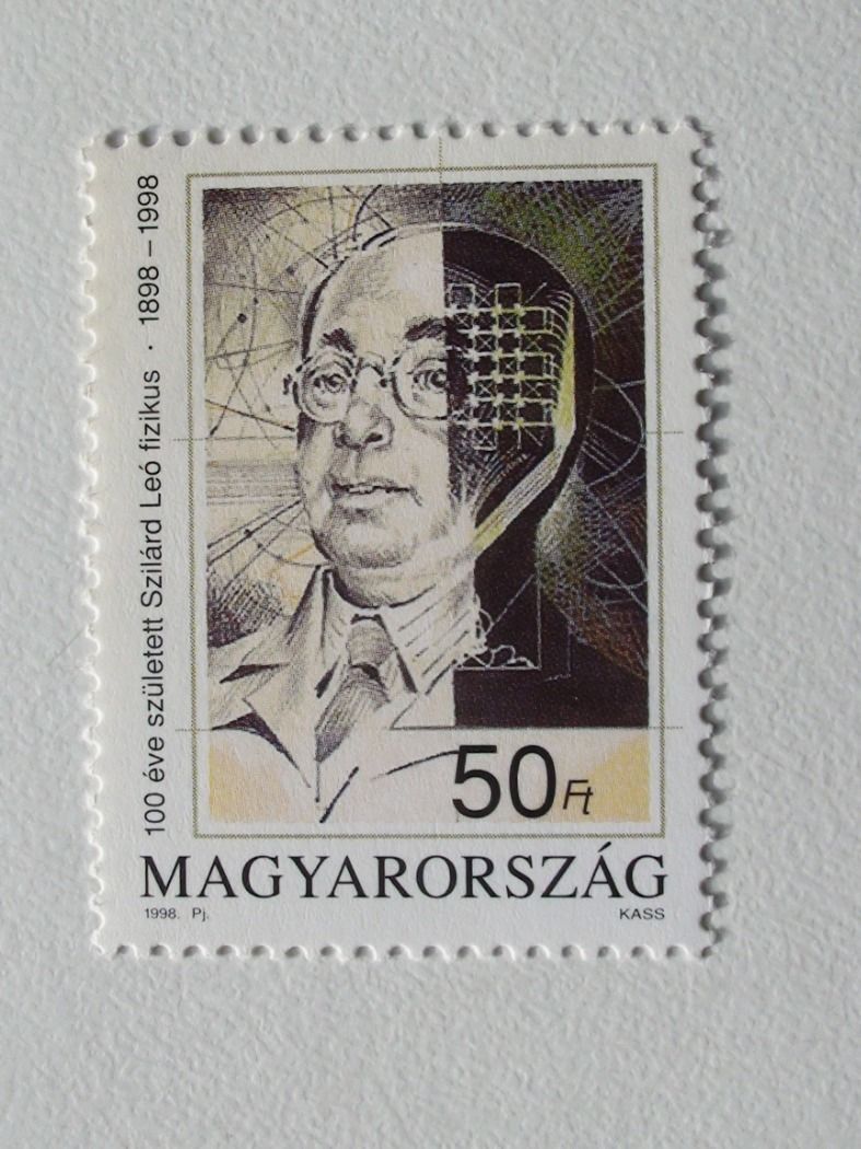 100 éve született szilárd leó fizikus. 1898 - 1998. 1998. bélyeg.