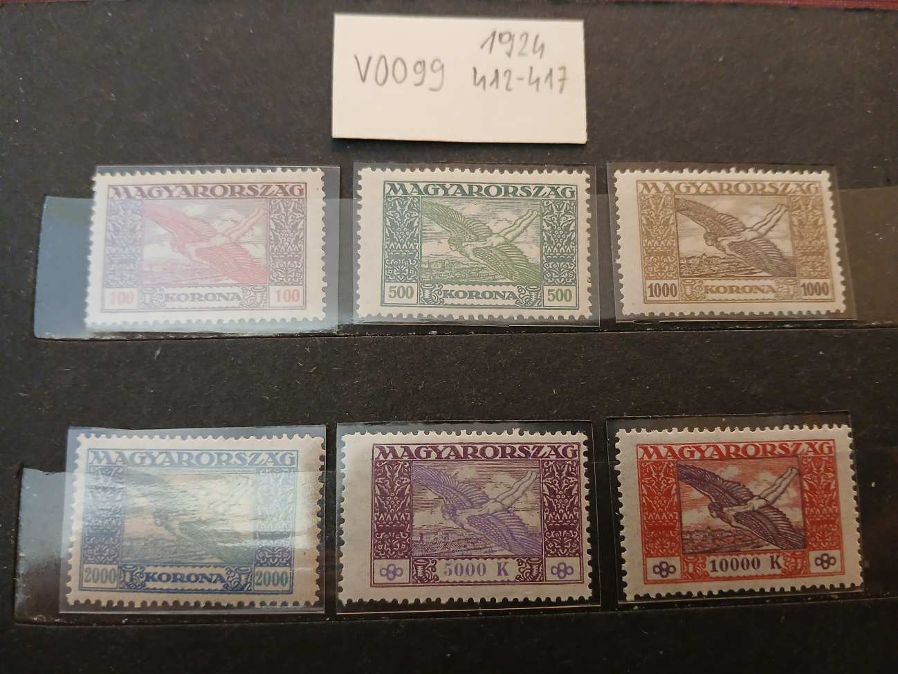 V0099 Magyar bélyeg 1924 412-417 Ikarusz postatiszta
