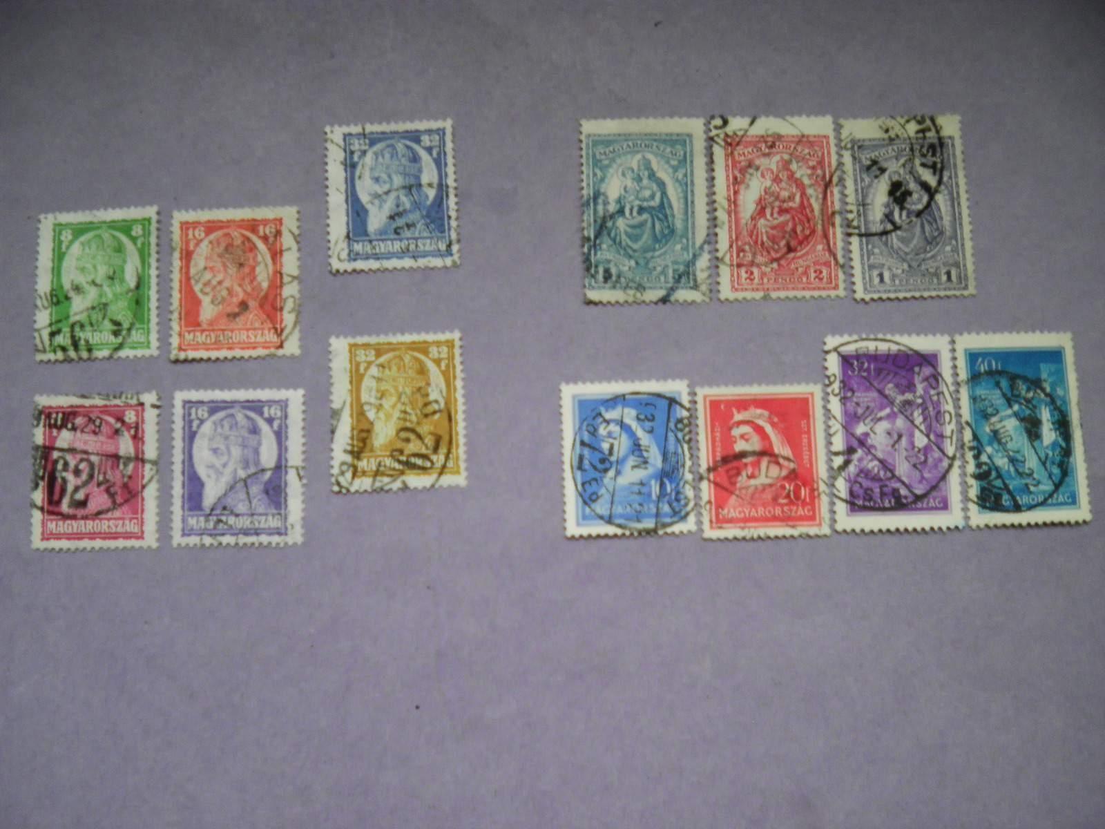 Magyar 3 komplett jobb sor 1920-30 Madonna, Szent István, Szent Erzsébet