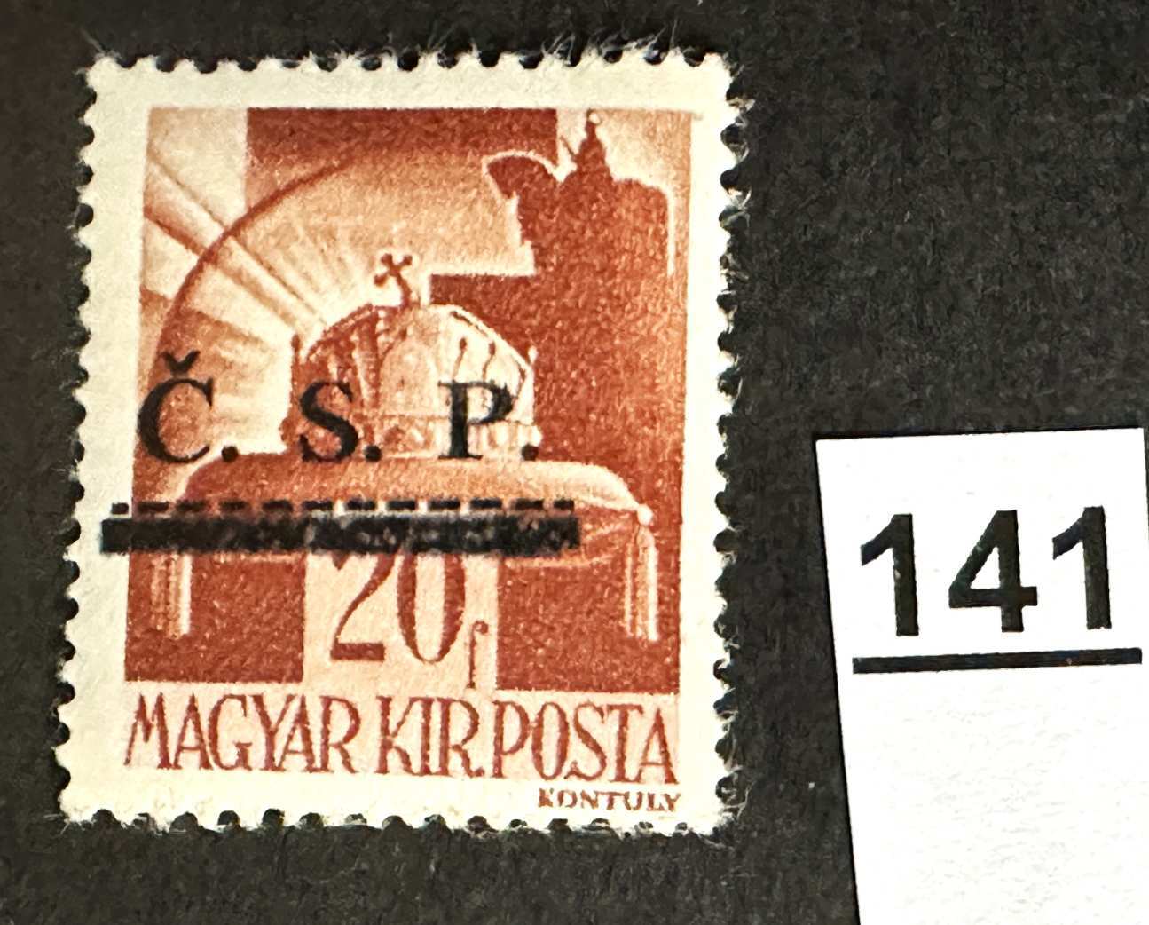 MAGYARORSZÁG 1945 ROZSNYÓ SZOVJET MEGSZÁLLÁS HADVEZÉREK 20 FILLÉR  FELÜLNYOMOTT BÉLYEG