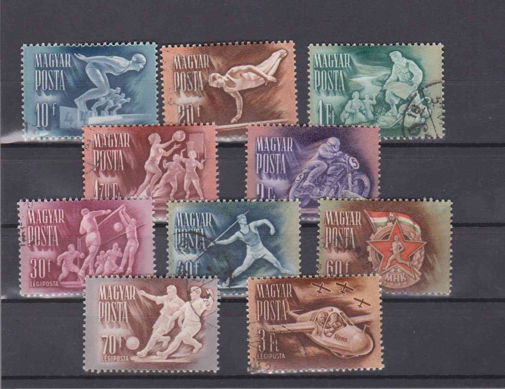 Magyarország 1950 Sport (II.)  sor  bélyegzett  Kat.ár. 1400.-Ft