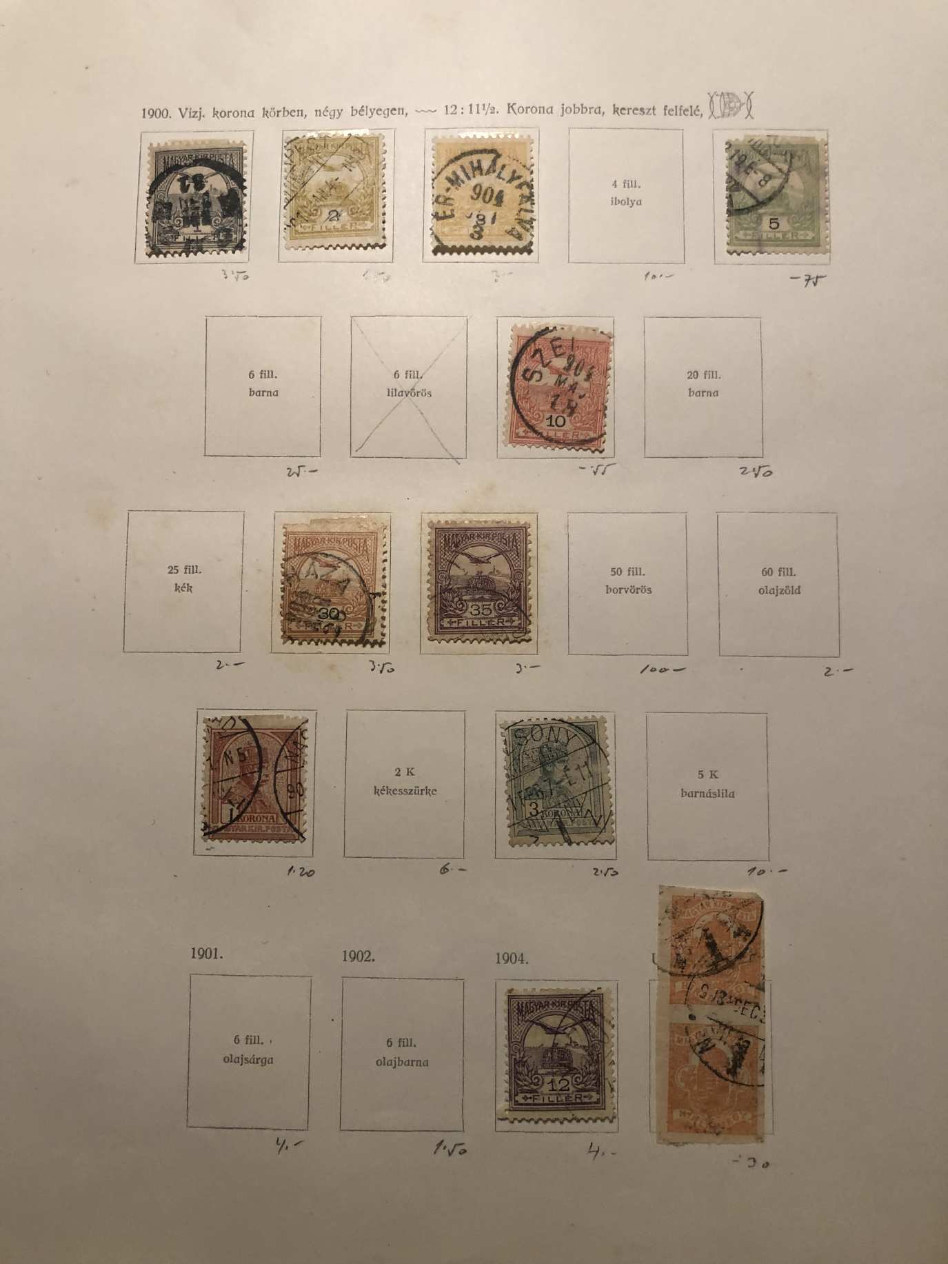 Magyar Királyi Posta 1900 11 darab