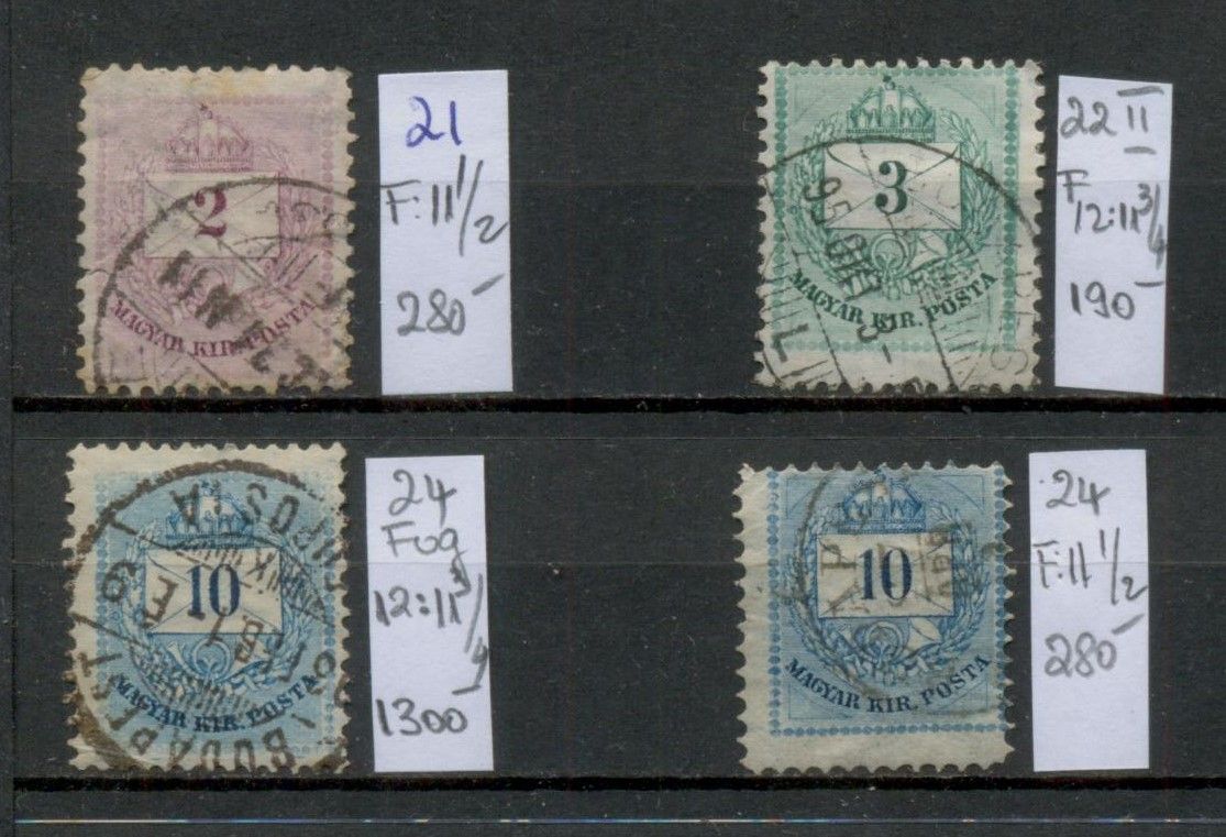 M1A 1881 Színesszámú krajcáros bélyeg - Pecsételt - I. és Ia. ritka vízjel variáció