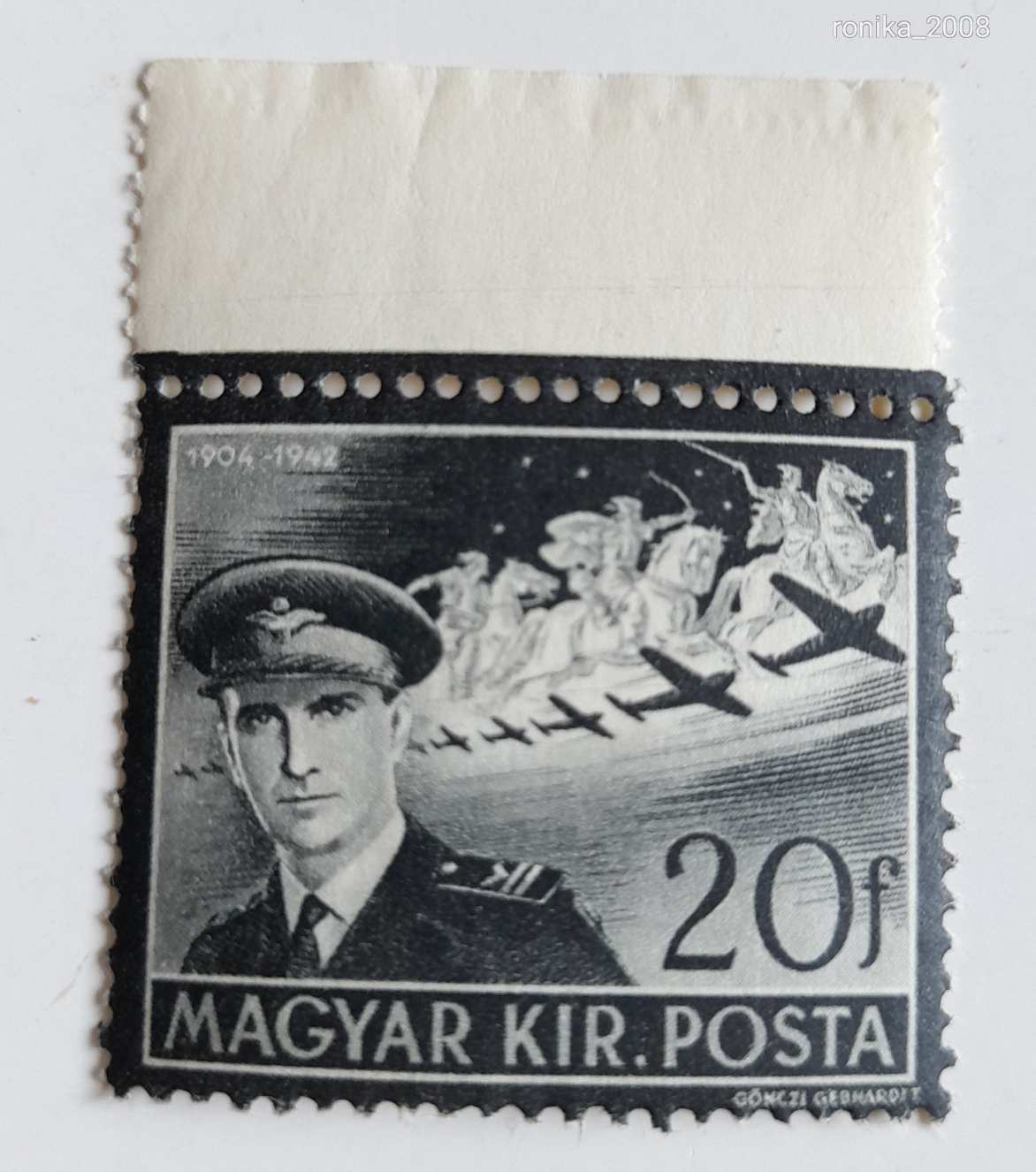 1942 Kormányzóhelyettesi gyászbélyeg tévnyomat (8 csillag helyett 7 csillag)