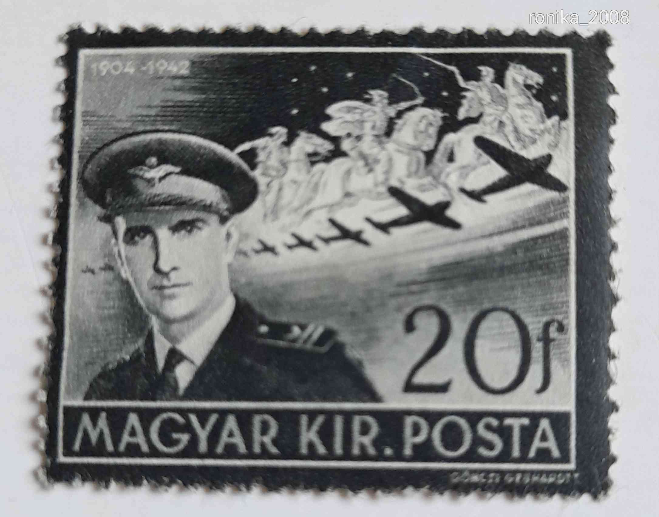 1942 Kormányzóhelyettesi gyászbélyeg tévnyomat (8 csillag helyett 9 csillag)