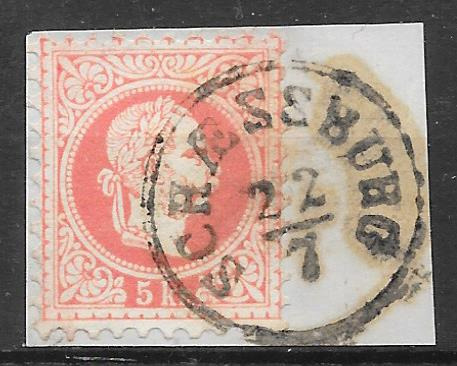 1867. 5 kr bélyeg kivágáson Schaessburg 7/22 bélyegzéssel