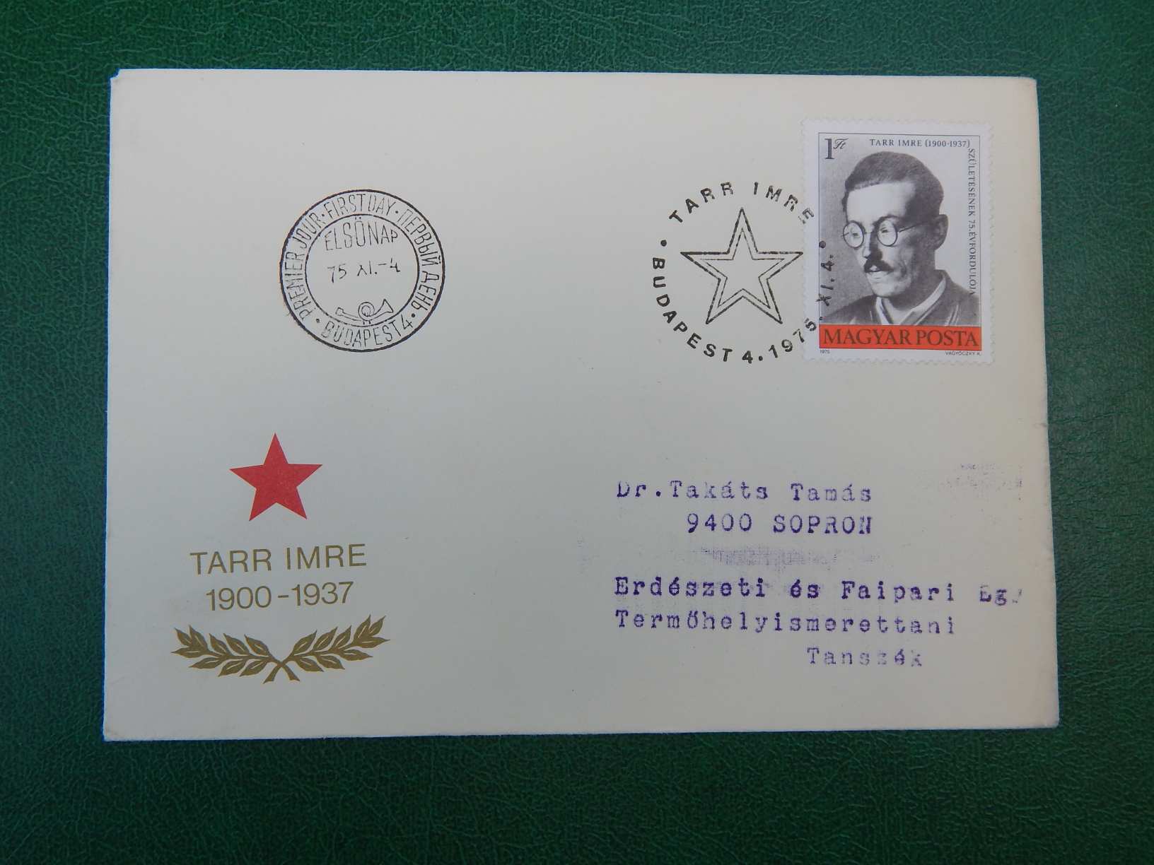 megcímzett FDC szett: 1975. Munkásmozgalom (I.) sor 3 borítékon - Tarr, Mező, Gárdos