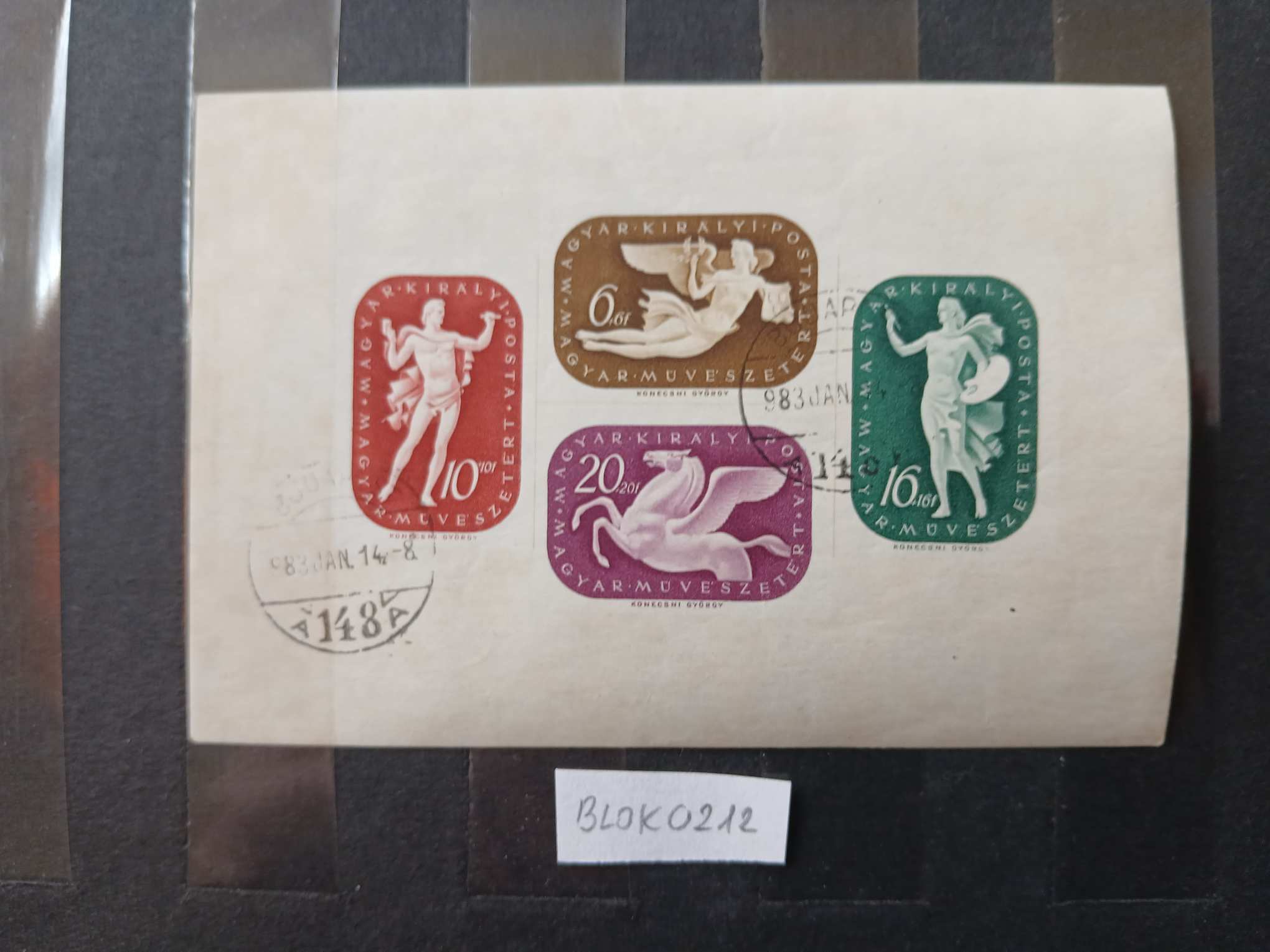 BLOK0212 Magyar bélyeg blokk MŰVÉSZ 1941 680-683 bélyegzett kat.ér - 1500 HUF