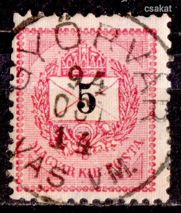 1889 feketeszámú krajcáros ritka GYŐRVÁR / VAS VM. bélyegzés Gudlin E3.70 / 100 pont(c29)