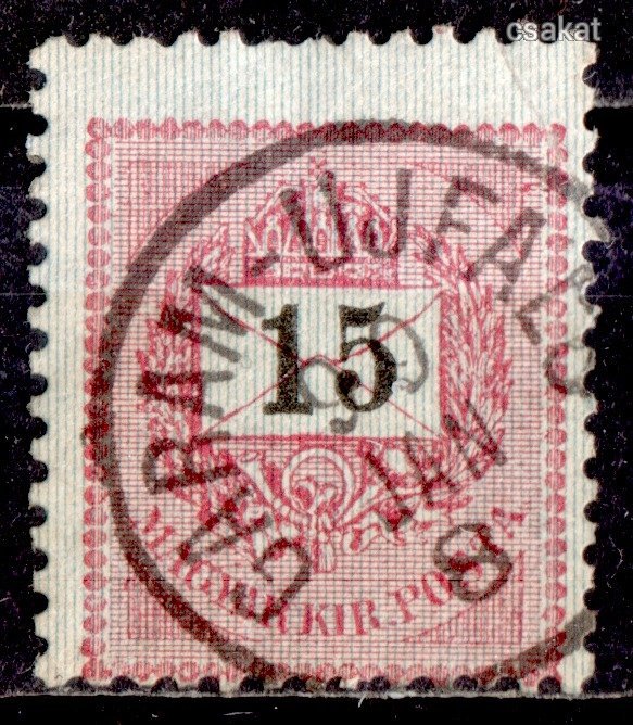 1889 feketeszámú krajcáros ritka GARAM-UJFALU bélyegzés Felvidék Slovakia Gudlin E3.20 / 150p (c29)