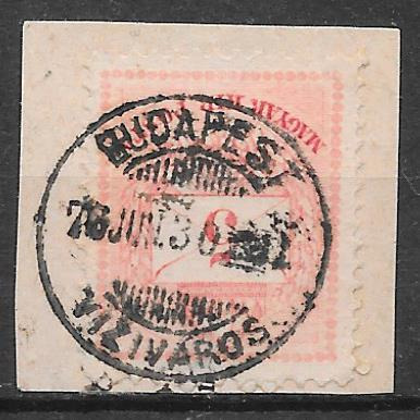 1876. JÚN. 30. 5 kr szinesszámú bélyeg kivágáson " BUDAPEST VIZIVÁROS "