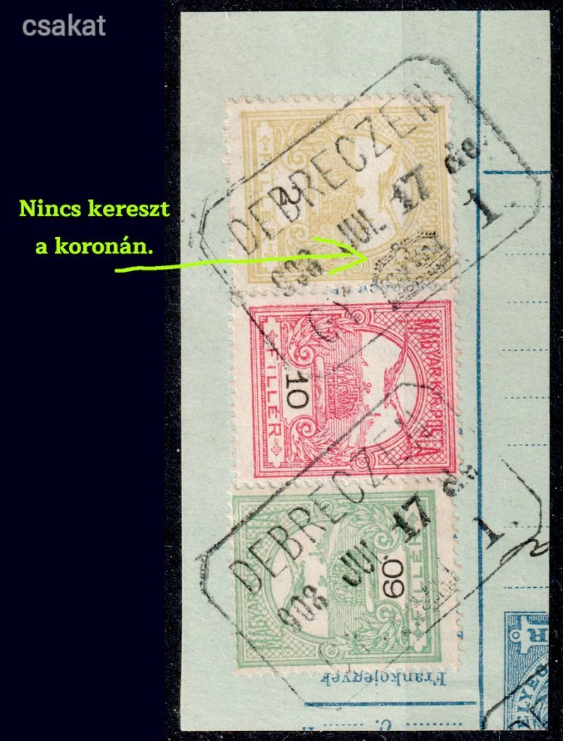 1907 turul DEBRECZEN / 1 postai gyűjőhely bélyegzés korona kereszt nélkül! PU GY14 / 500 pont  (d47)