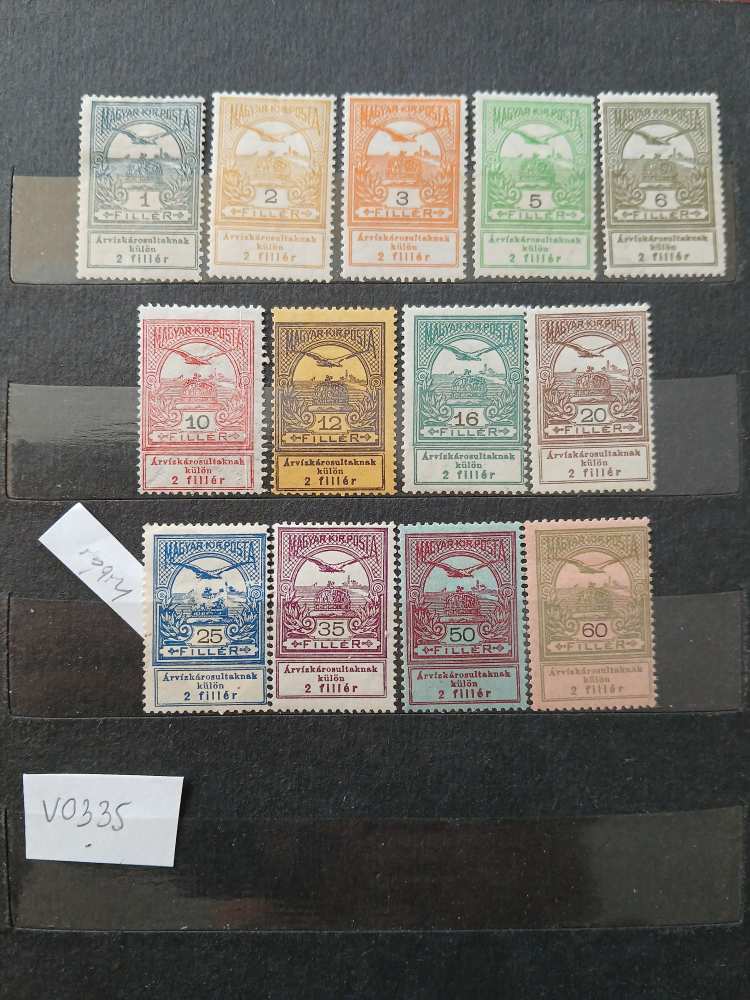 V0335 Magyar bélyeg 1913 160-176 I. tipus postatiszta, falcos, hiányos ( a hibás nincs számolva )   