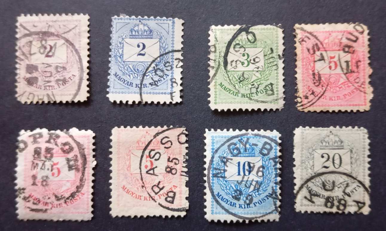 Magyarország 1881 Színesszámú krajcáros 8 db pecsételt H