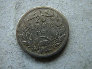 CHILE 20 CENTAVOS, 1925. 1 DB.