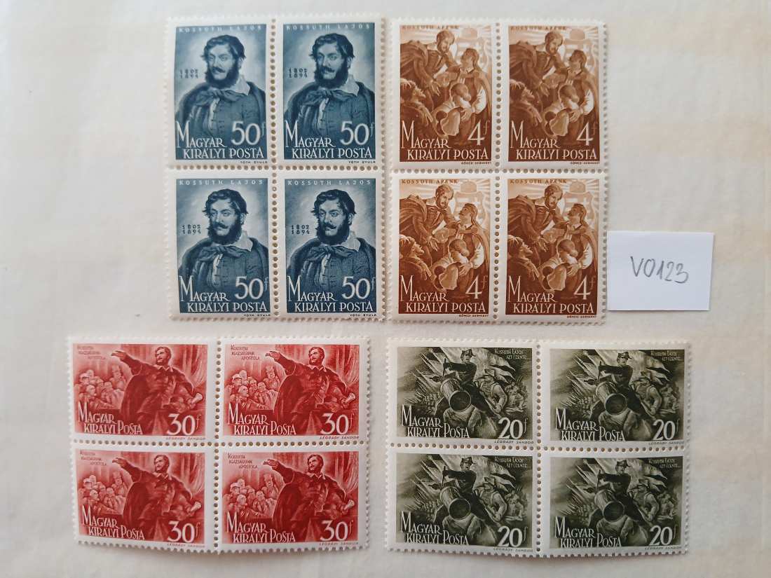 V0123 Magyar bélyeg 1944 783-786 postatiszta 4-es ív