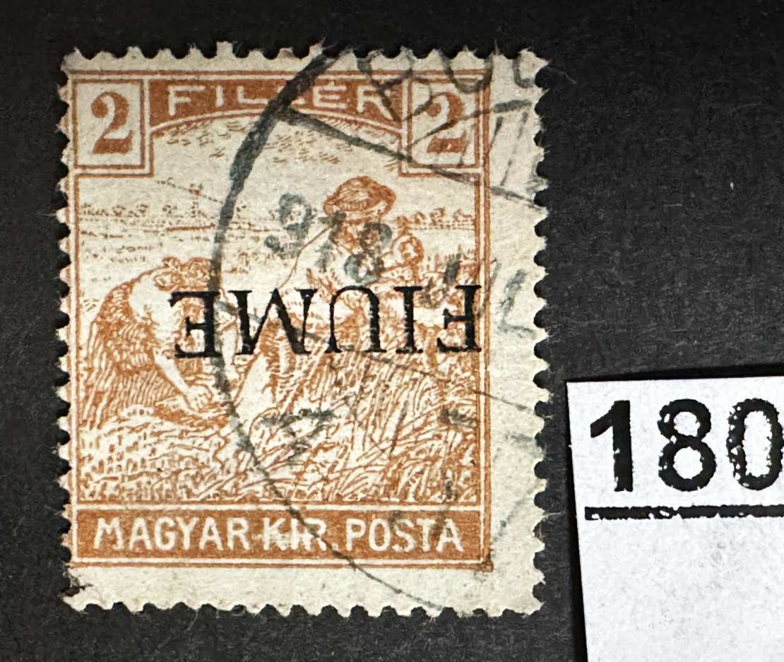 magyarország 1918 fiume olasz megszállás arató 2 fillér fordított tévnyomat bélyeg