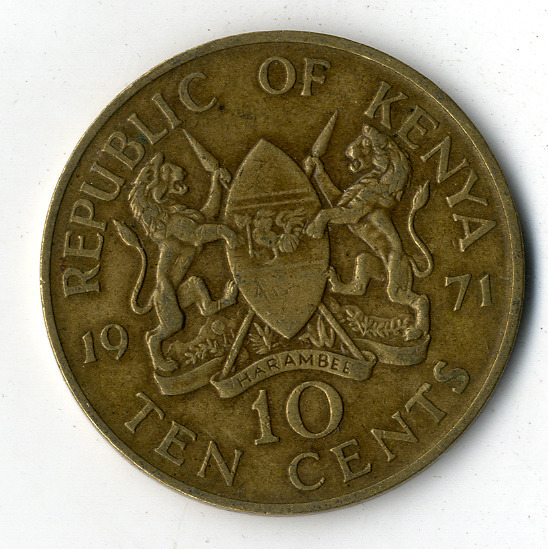 Kenya réz 10 Cent 1971