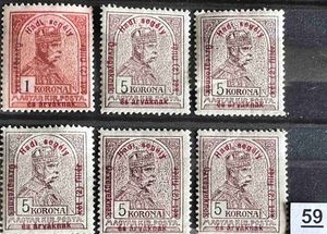 6DB 1915 HADISEGÉLY II. MAGYAR BÉLYEG ZÁRÓ ÉRTÉKEK, 1-5 KORONA, POSTATISZTA* MBK:23,000ft