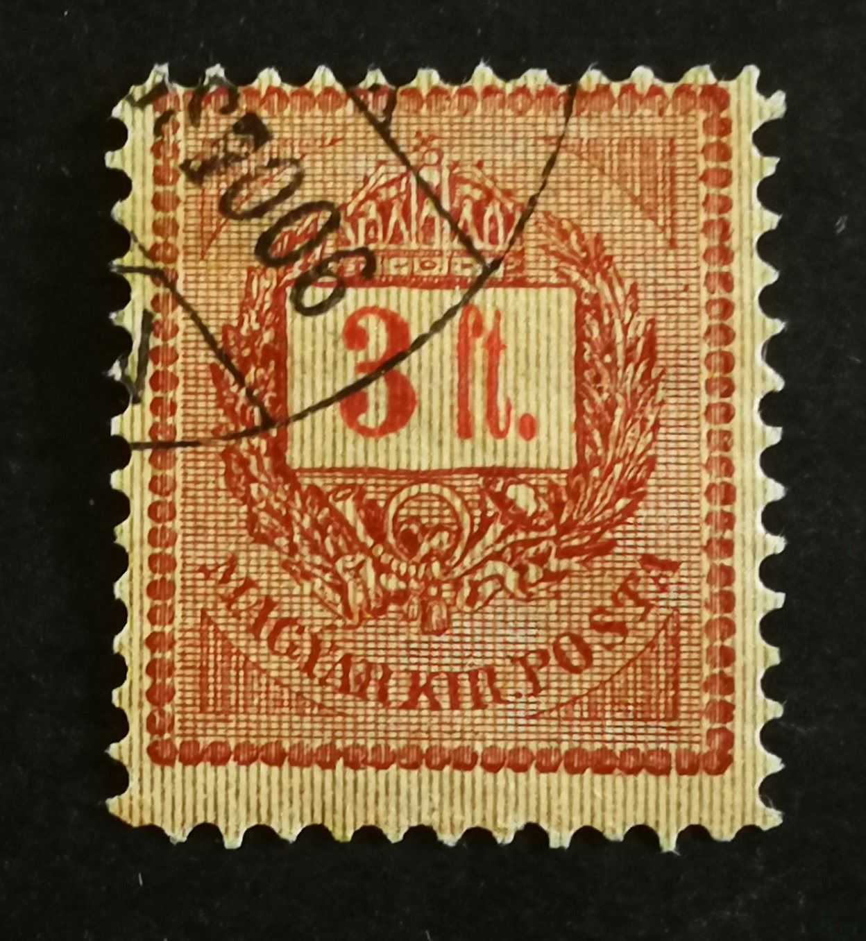Magyarország 1888 Feketeszámú karajcáros 3 Ft pecsételt G3