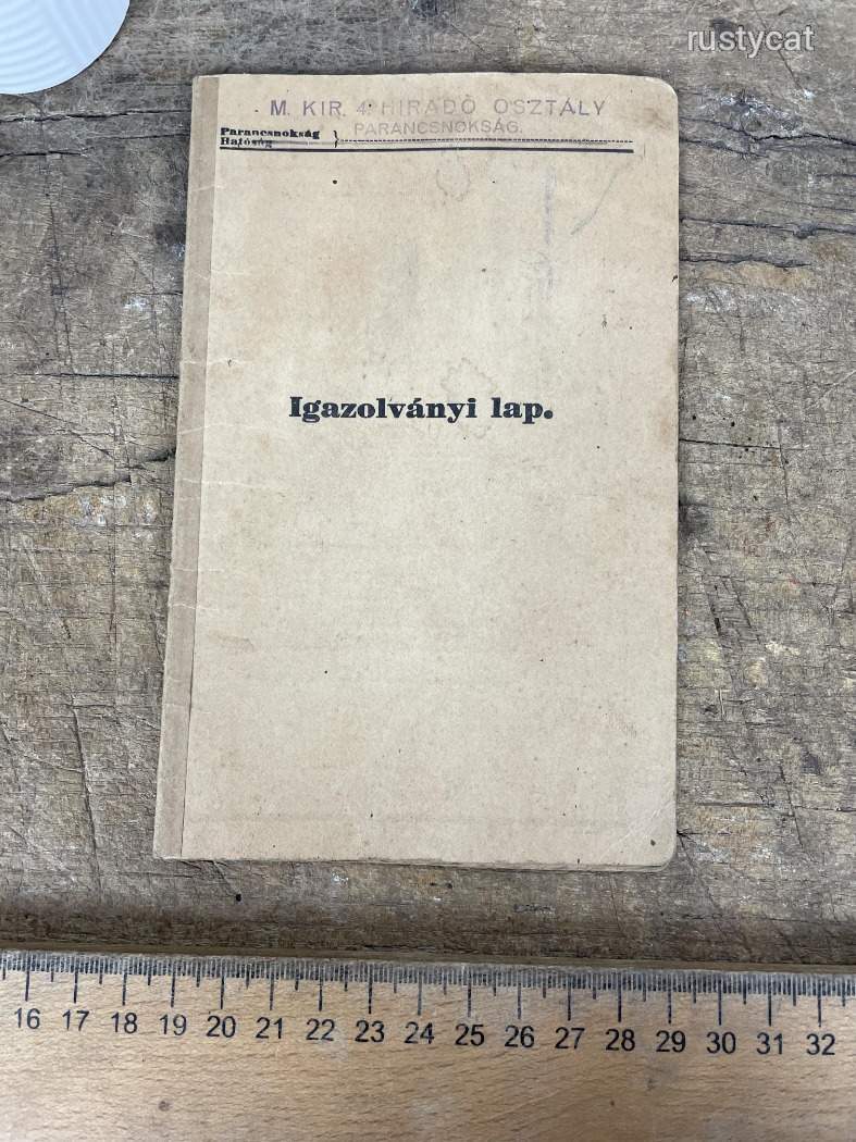 -AP833- Régi Igazolványi Lap