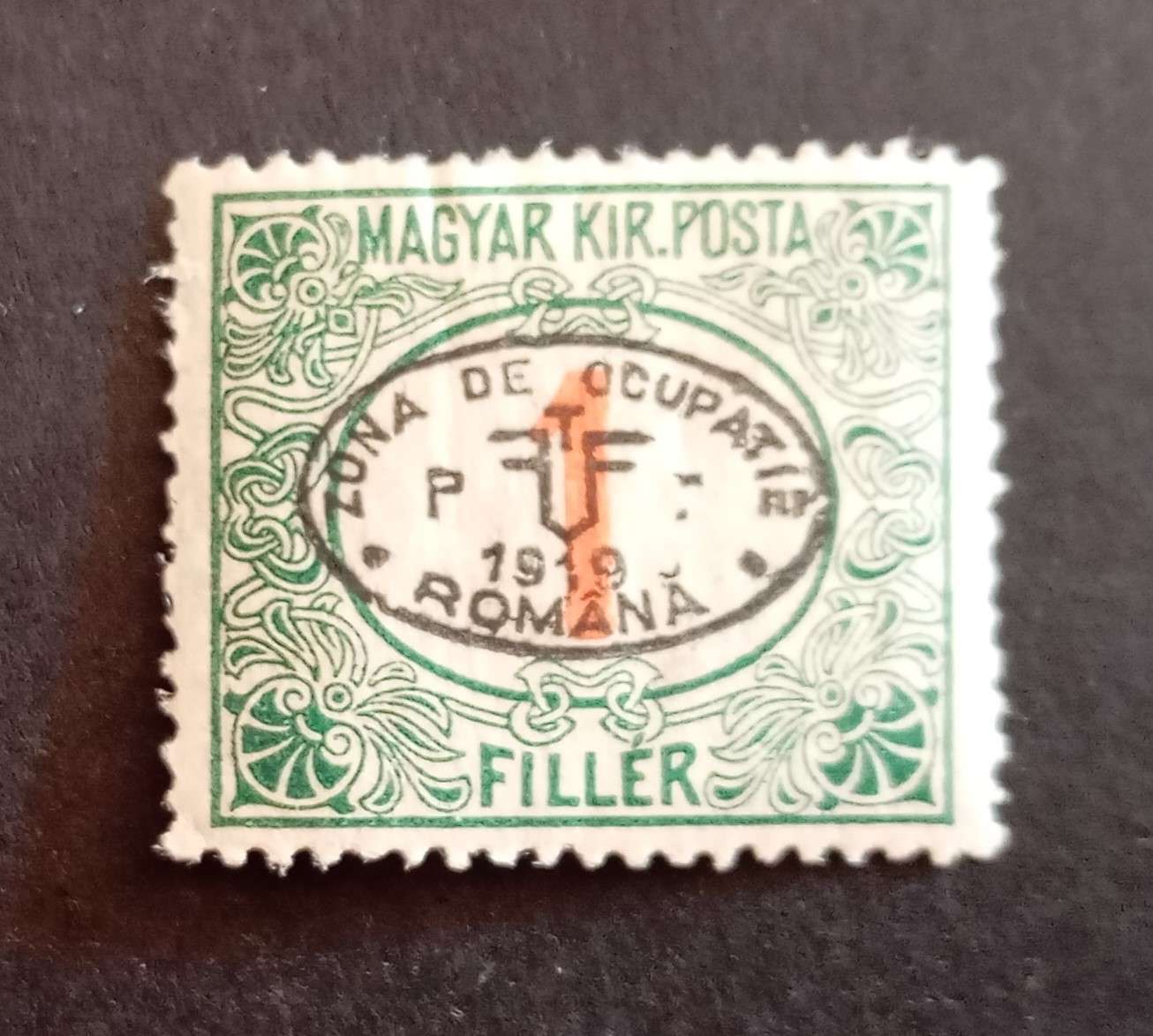 Magyarország 1919 Debrecen román megszállás Piroszámú portó 1 F * falcos H