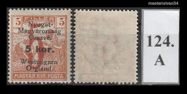 1921 Nyugat-Magyarország (VI) West Ungarn Orgland A-124
