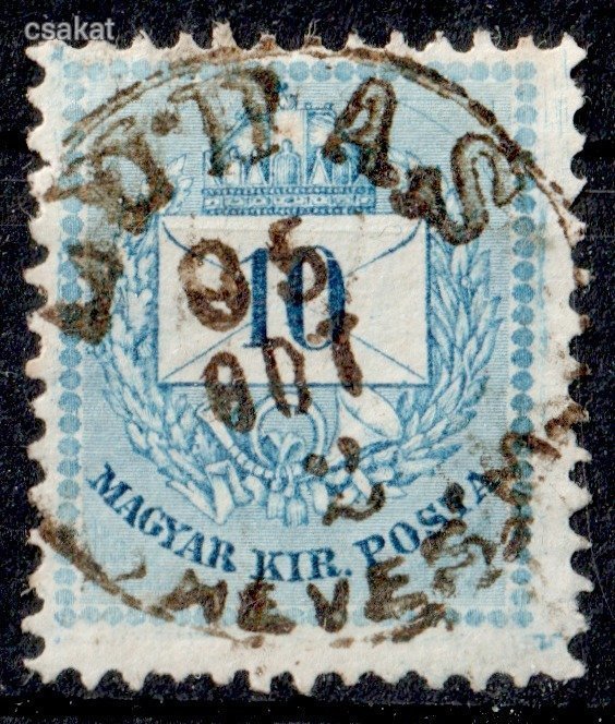 1881 színesszámú krajcáros LUDAS / HEVES M. bélyegzés Gudlin E3.62 / 100p (d20)