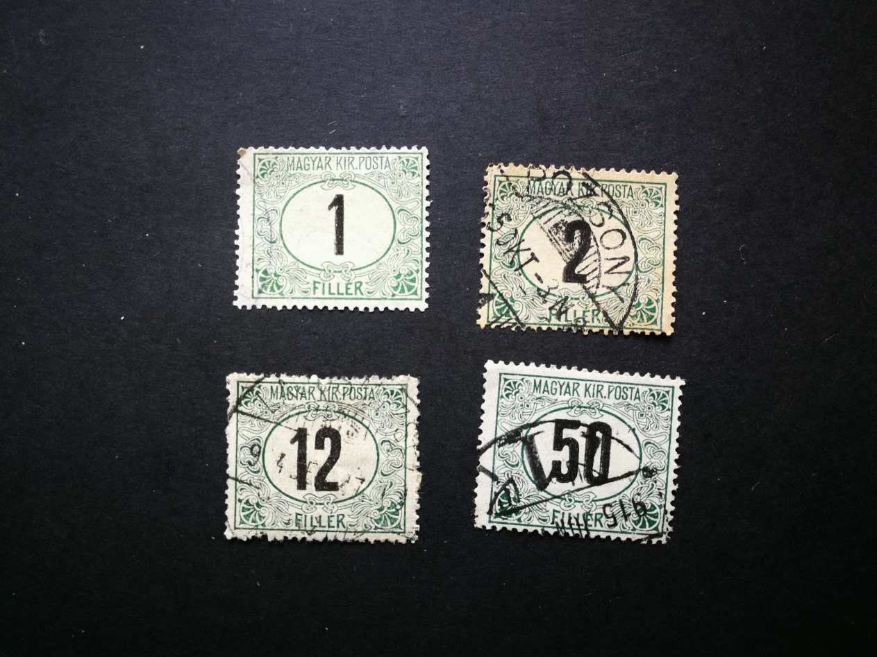 Magyarország 1914 Zöldportó 4 érték pecsételt H