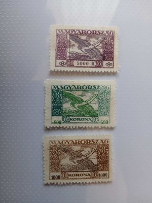 V0025b Magyar bélyeg 1924 412-417 Jelzett Hamisítvány 3 db kat.ár 12000 HUF