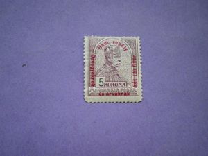Magyar 1915 Turul hadisegély 5 koronás postatiszta bélyeg
