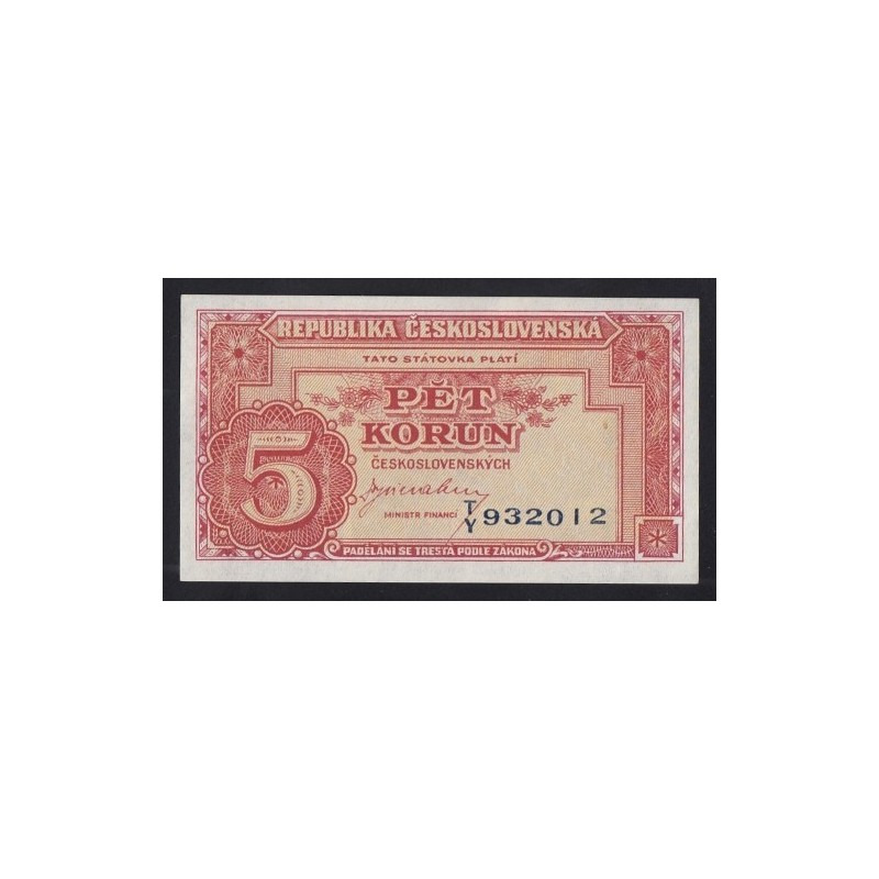 Csehszlovákia, 5 korun 1945 UNC