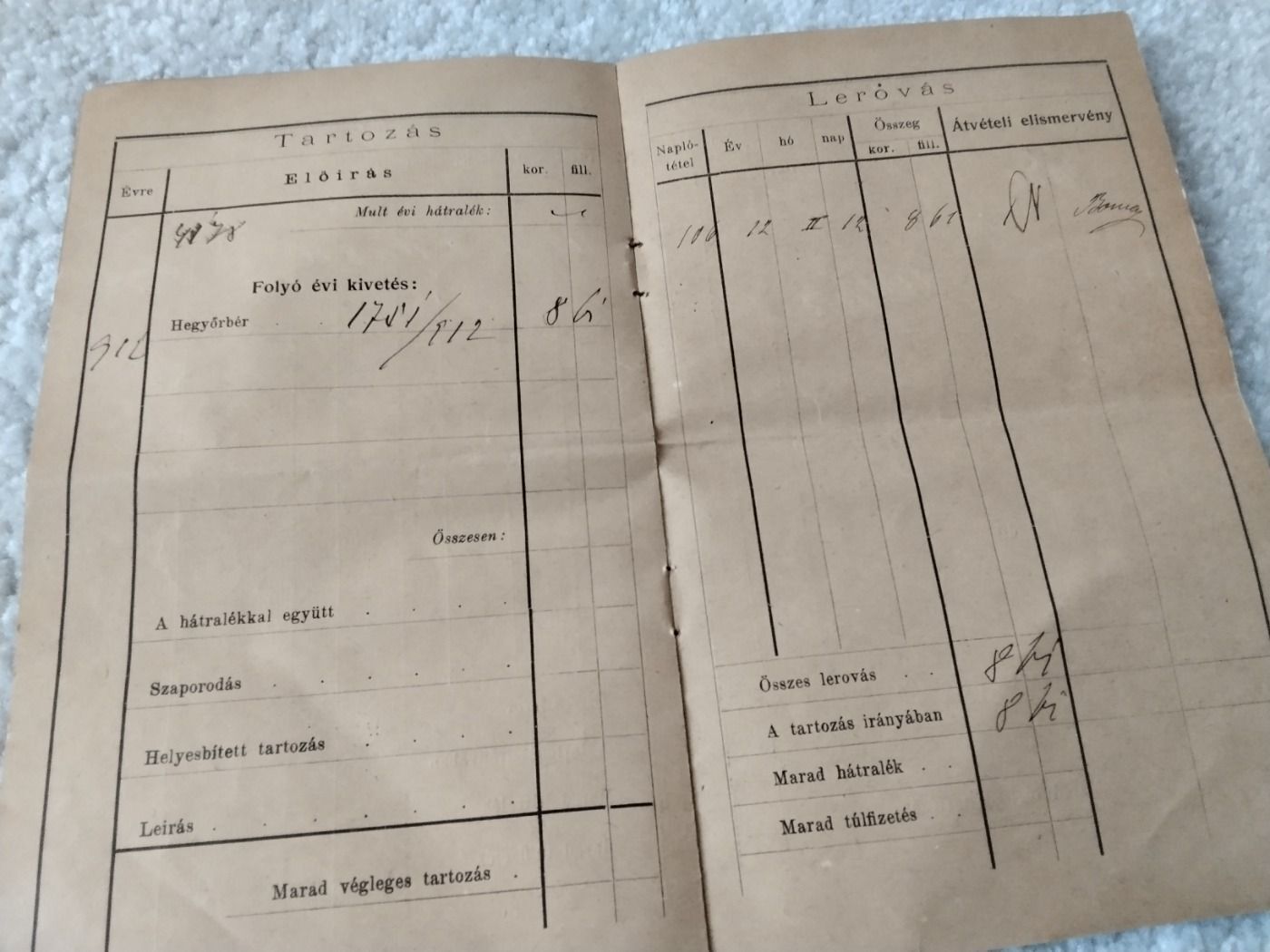 1908 Eger / Hegyőrbér kövyv