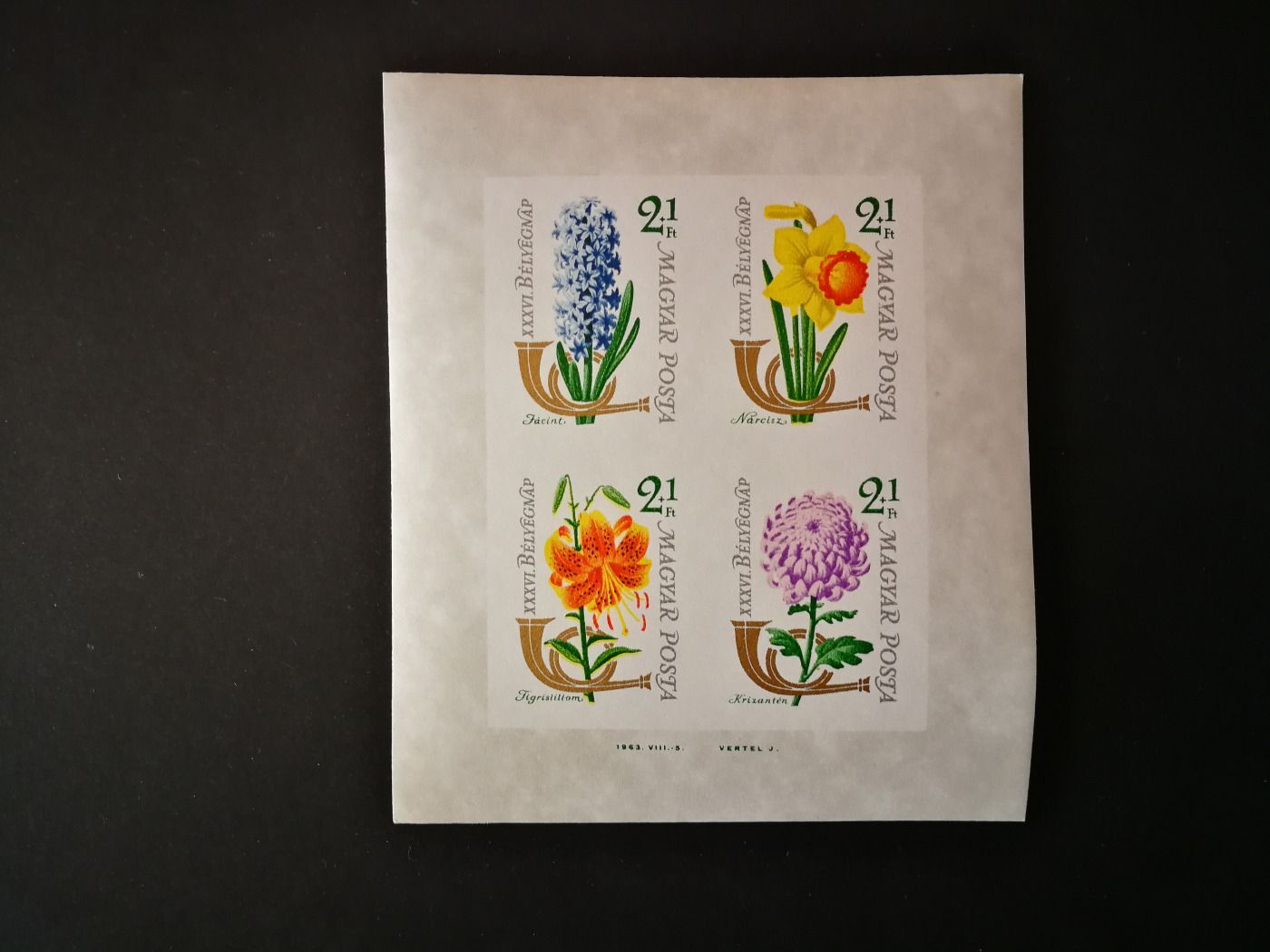 Magyarország 1963 Bélyegnap Virág blokk vágott G2