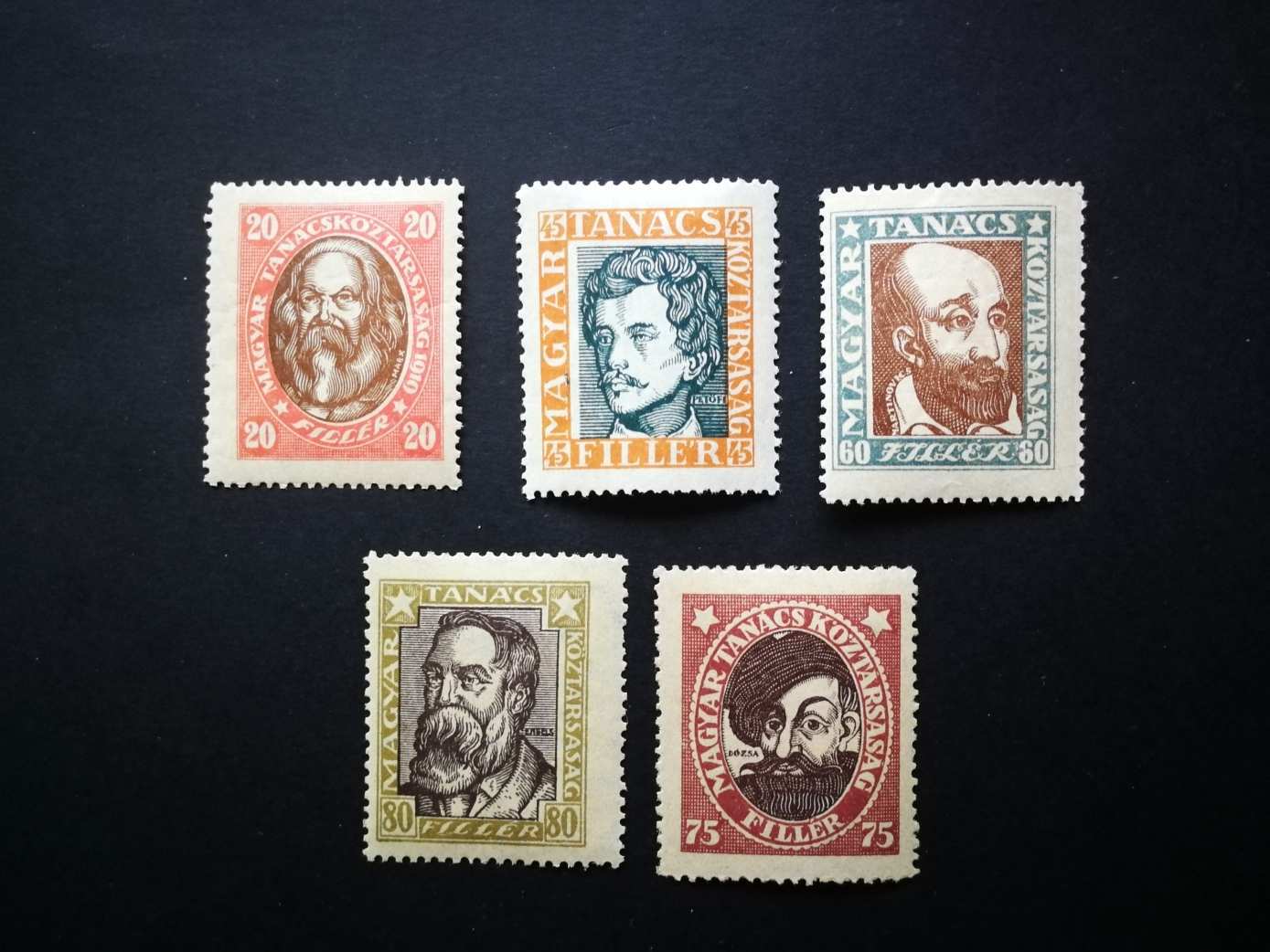 Magyarország 1919 Magyar Tanácsköztársasági Arcképek B, VIIa vízjel * falcos 3000 Ft kat. érték H