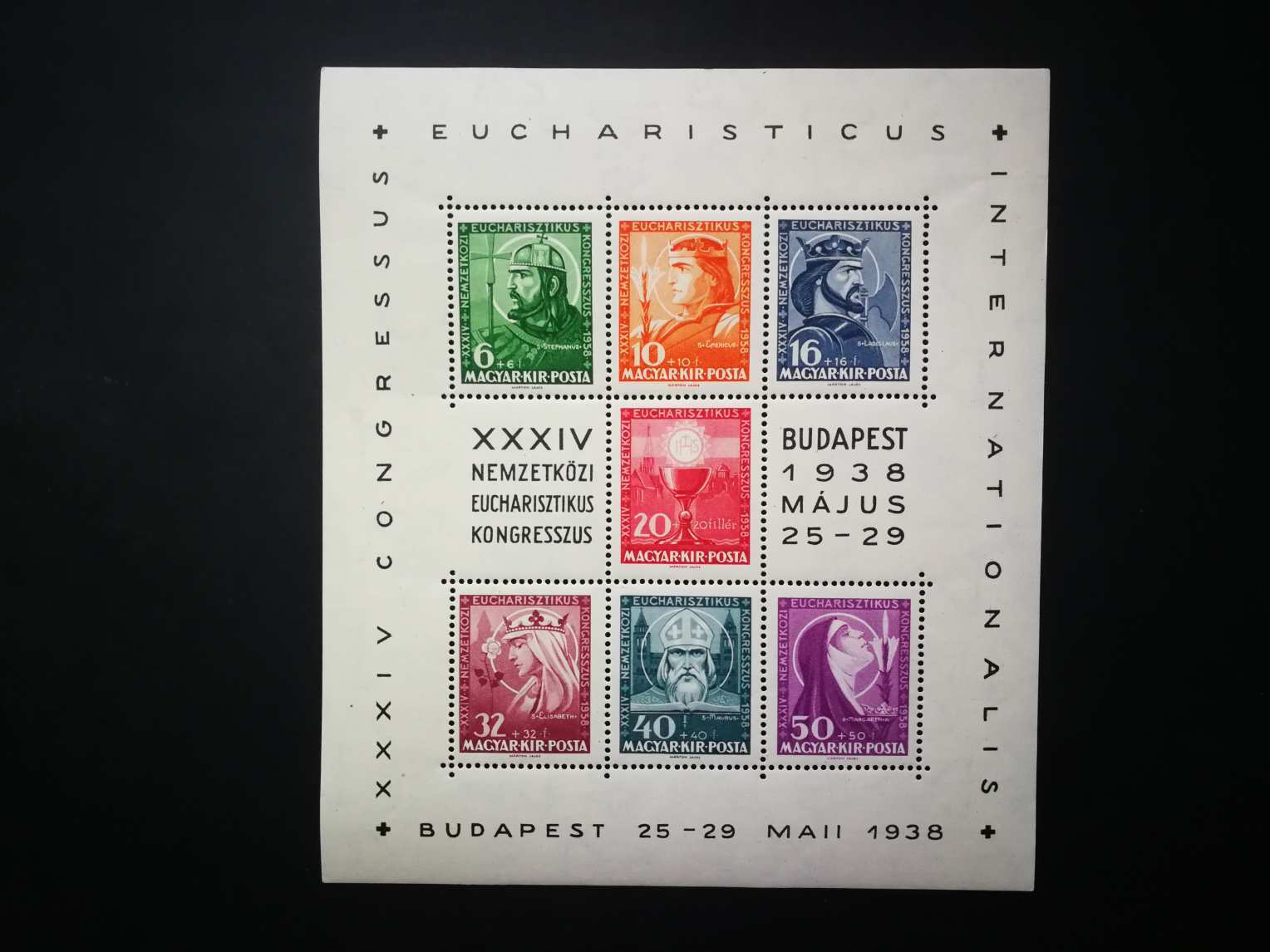 Magyarország 1938 Eucharisztikus blokk enyhe törések F