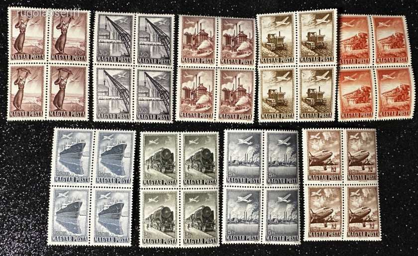 Luxus 1950 repülő magya postatiszta bélyeg, bélyegek 4-es tömb mbk 20 000 ft