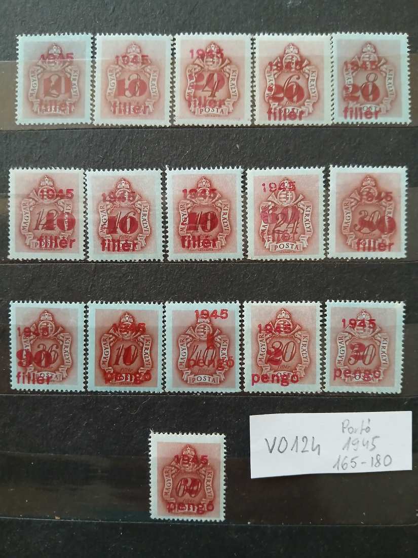 V0124 Magyar bélyeg 1945 PORTÓ 165-180 postatiszta benne a RITKA 6 fillér