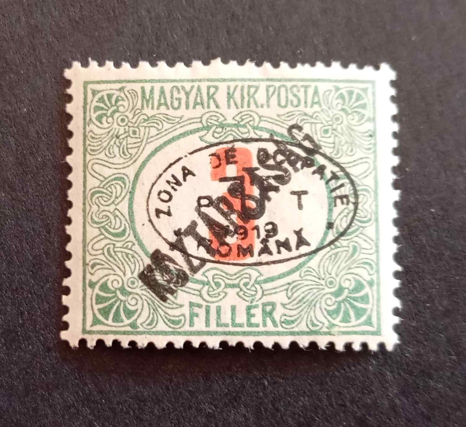 Magyarország 1919 Debrecen román megszállás Piroszámú portó/ Köztársaság 3 F * H