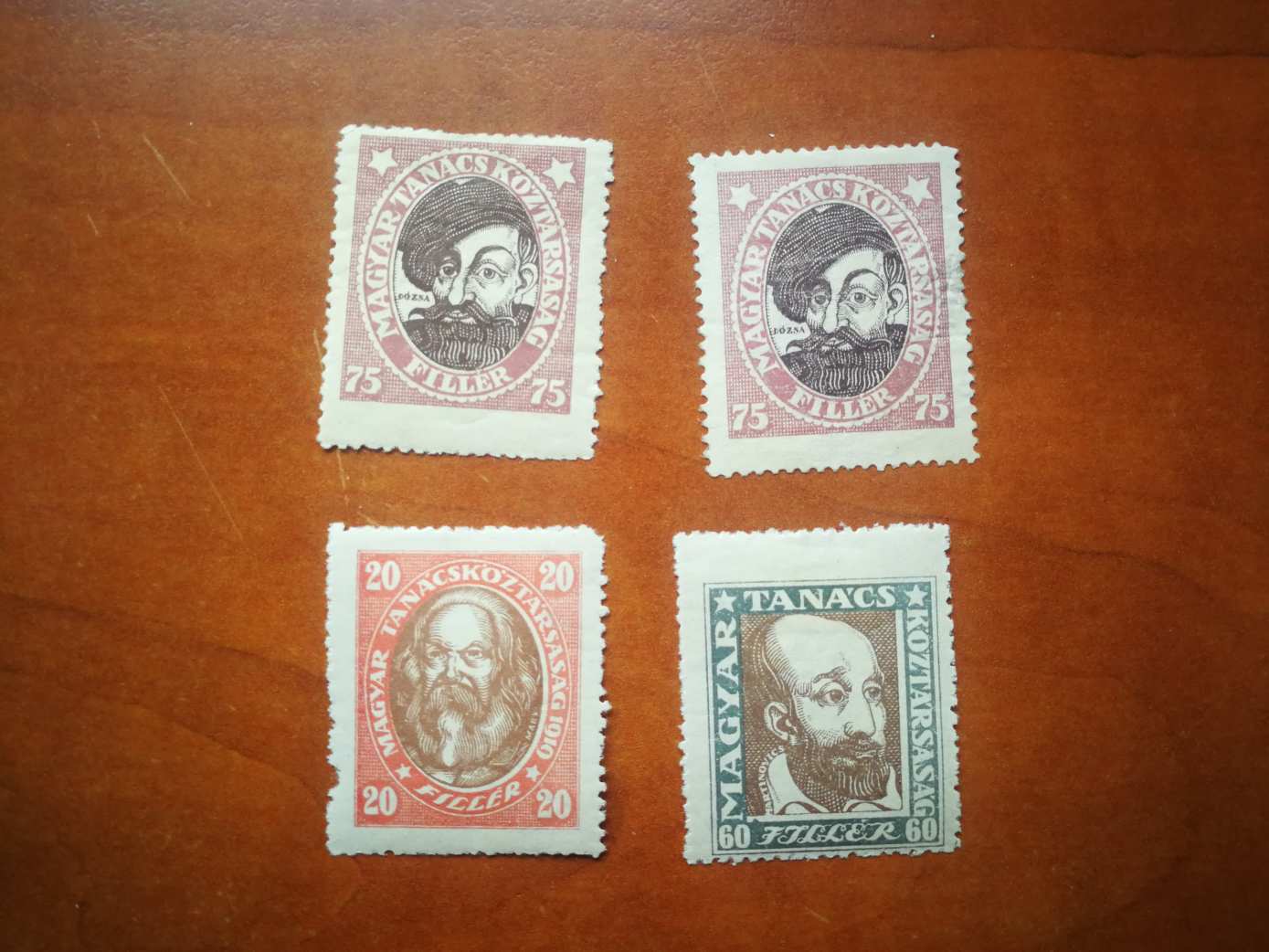 Magyarország 1919 Magyar Tanácsköztársasági arcképek A (vj:VII) 4 db. *  A