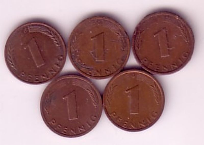 1 Pfenning német 5db
